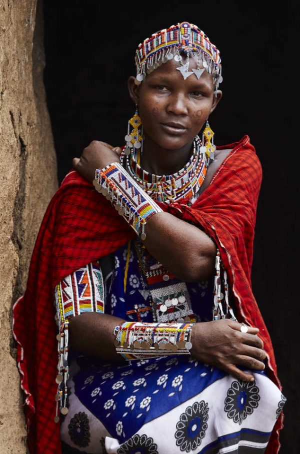 Massai Woman In Traditional Dress And Beaded Jewellery Artcatto Art